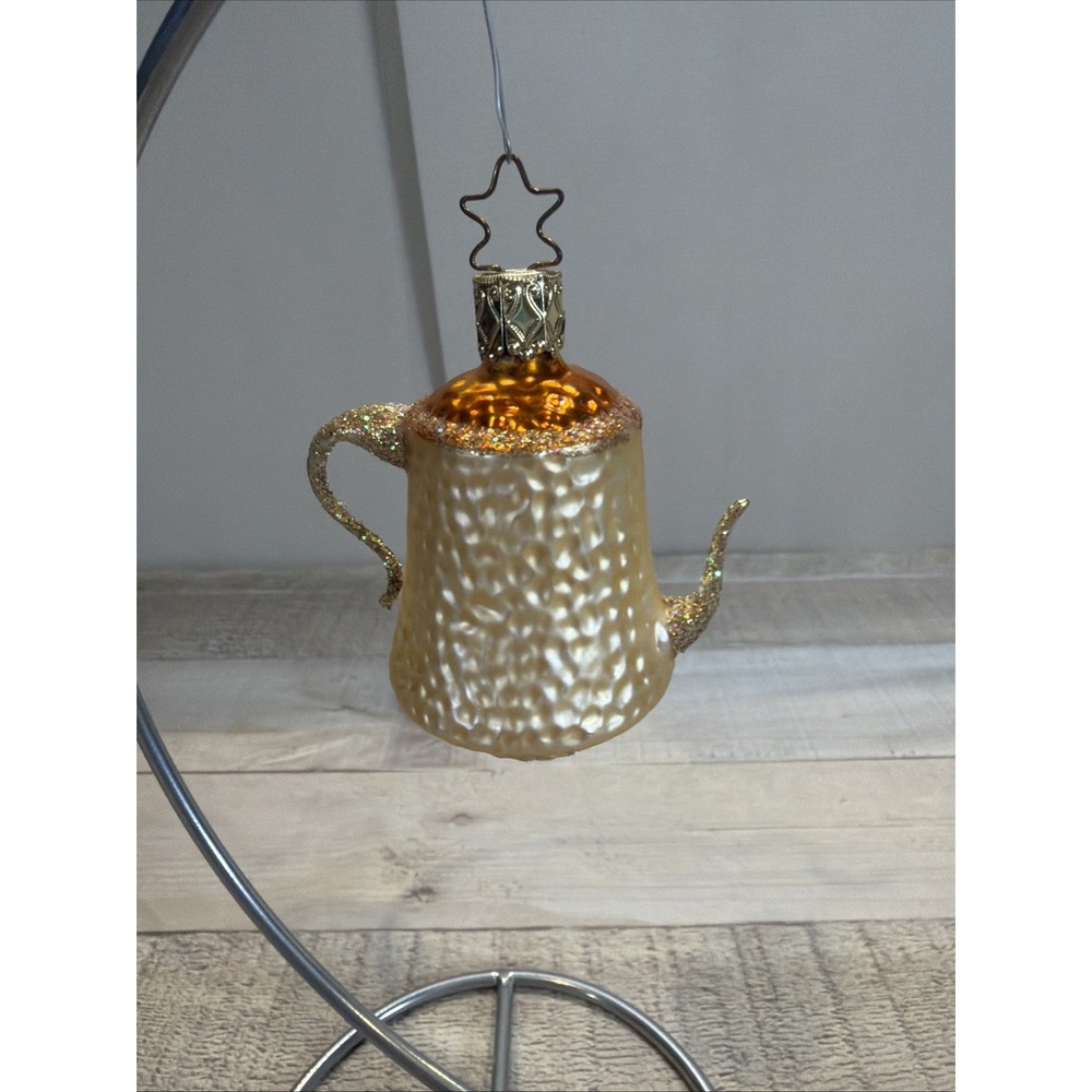 Vintage OWC Inge Glass Hand Blown Glass Bumpy Teapot German Christmas Ornament - Picture 3 of 6